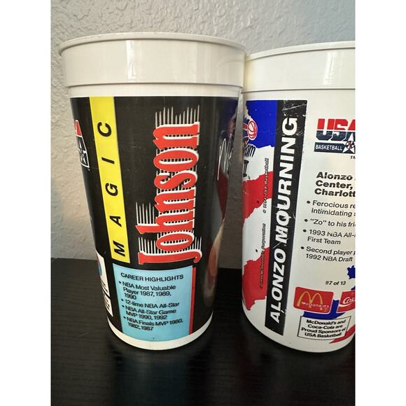 90’s Plastic Cups Basketball Larry Bird, Jordan, Thomas, Alonzo, Magic Lot of 5 - Picture 4 of 4